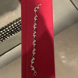 9k solid gold European gold sapphire and diamonds tennis bracelet